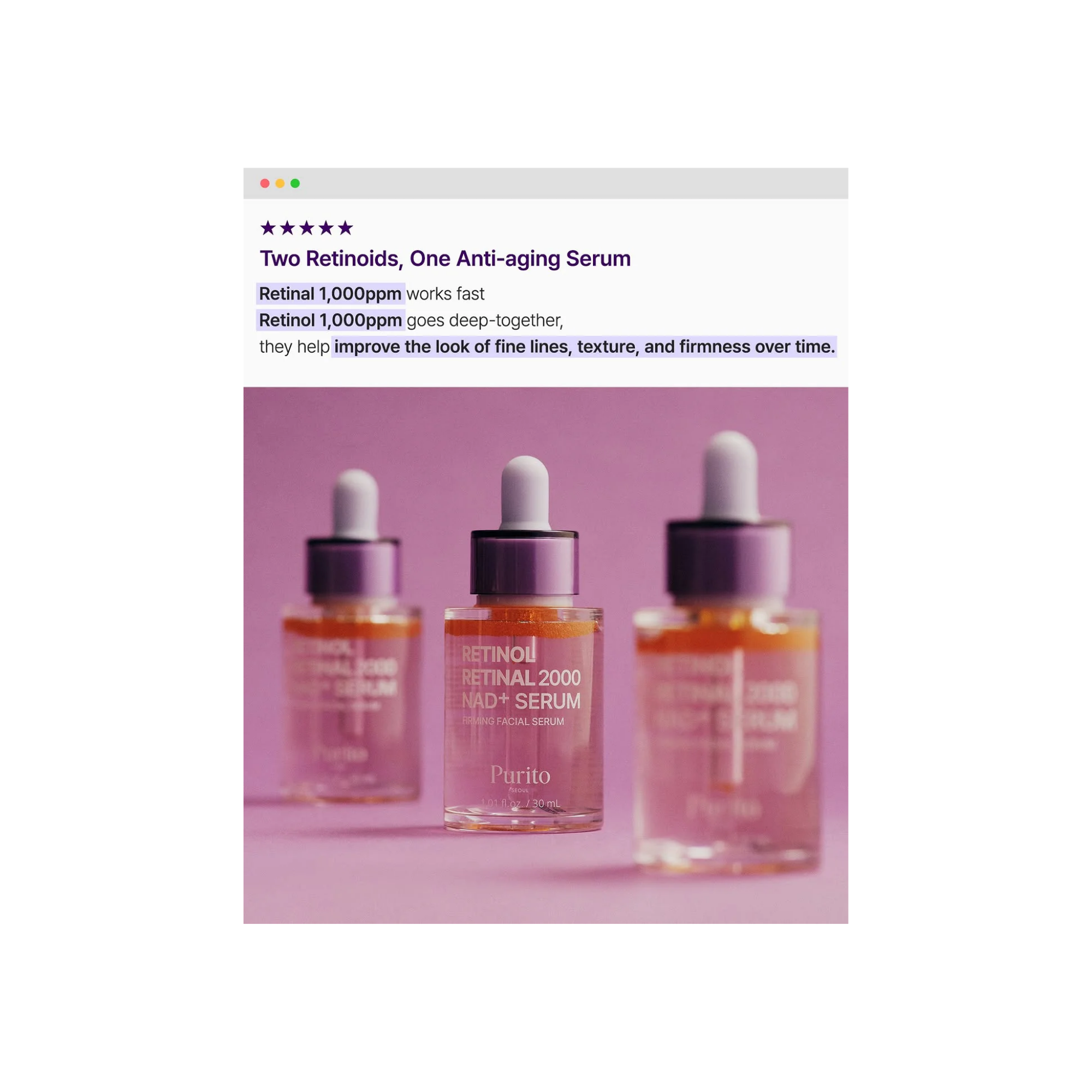Purito SEOUL Retinol Retinal 2000 NAD+ Serum - Image 4
